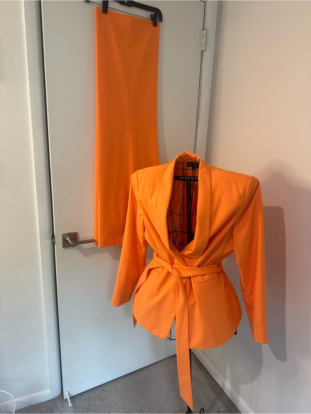 Orange Women's Tailored Belted Blazer Set